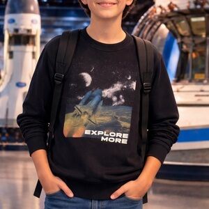 GAP Kids Space Shuttle Graphic Sweatshirt XXL 14-16 Explore More Black
